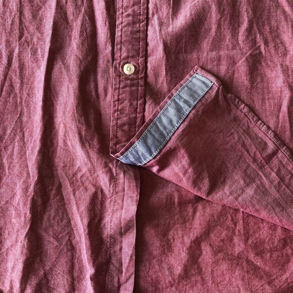 Tommy Hilfiger Men’s Button Up Shirt Custom Fit Heather Red Short Sleeve Large - Picture 14 of 15